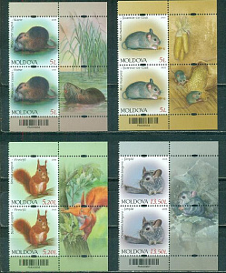 Молдова, 2025, Фауна Грызуны, 4 пары с купонами